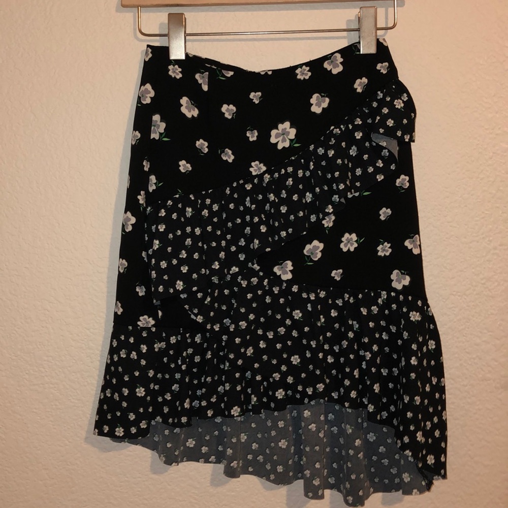 Black Floral Pattern Skirt H&M